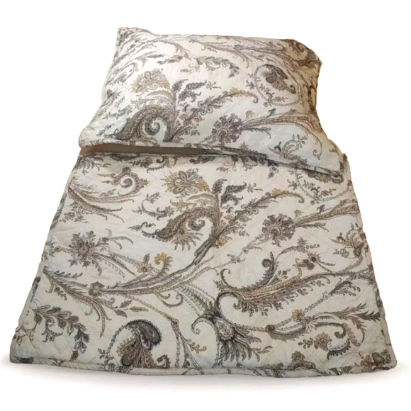 Lauren Ralph Lauren Newbury Port Pailsey Quilted 2 Pillow Shams Cream 20 X 26 In - Picture 1 of 11